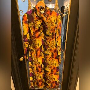 Ganni keyhole Dress tie kaftan maxi size 38
